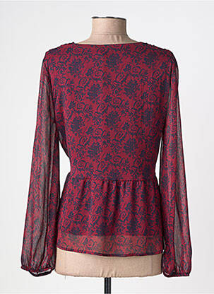 Top tissage crêpe manches longues rouge LA FEE MARABOUTEE femme