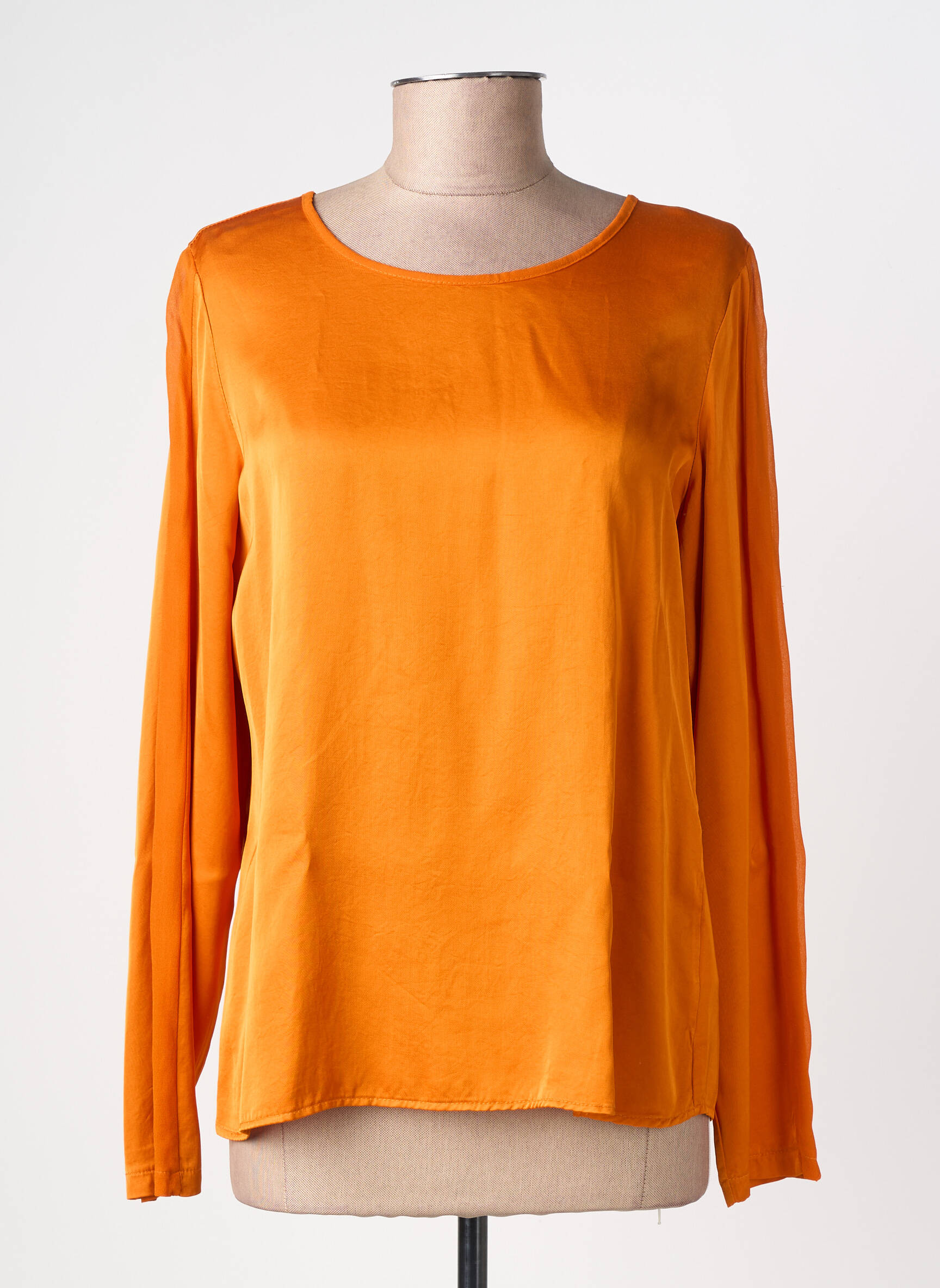 Top col rond manches longues orange LA FEE MARABOUTEE femme