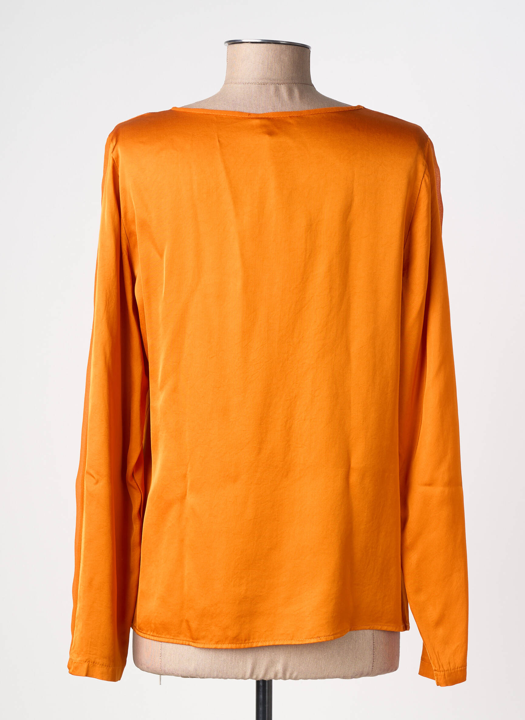 Top col rond manches longues orange LA FEE MARABOUTEE femme