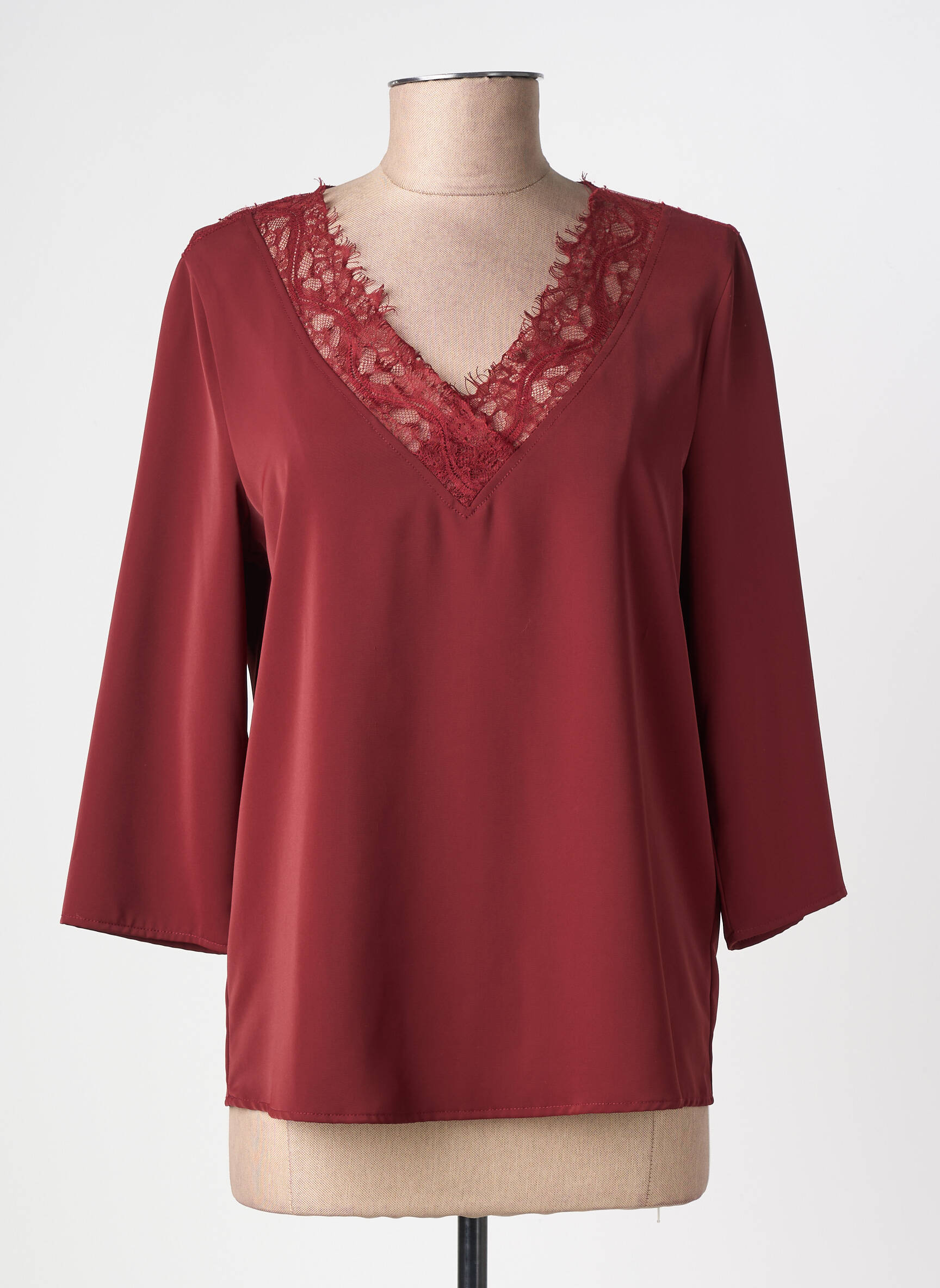 Top col v manches 3/4 rouge LIU JO femme