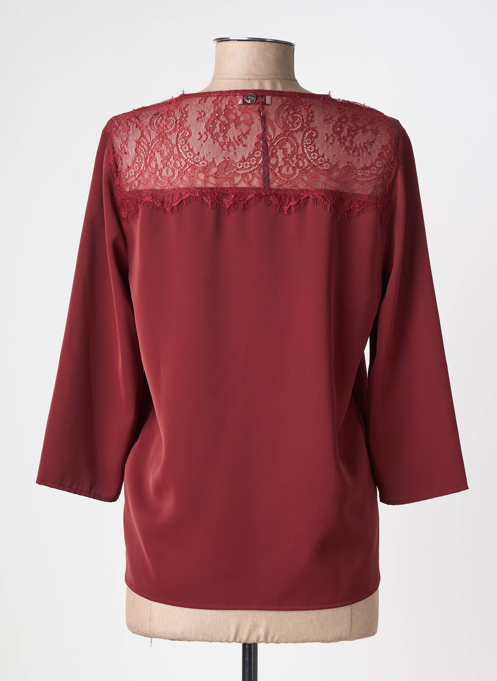 Top col v manches 3/4 rouge LIU JO femme