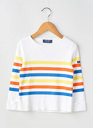 Pull coupe droite manches longues blanc SAINT JAMES fille