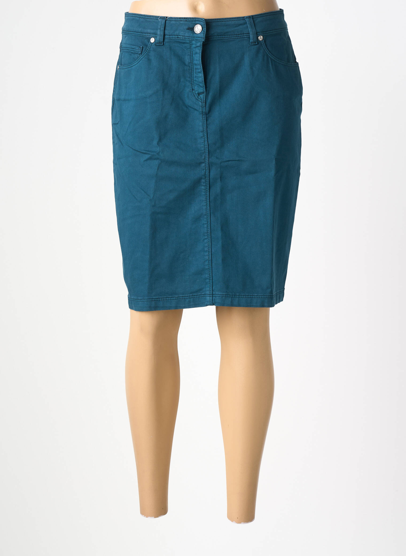 Jupe mi-longue stretch bleu SAINT JAMES femme