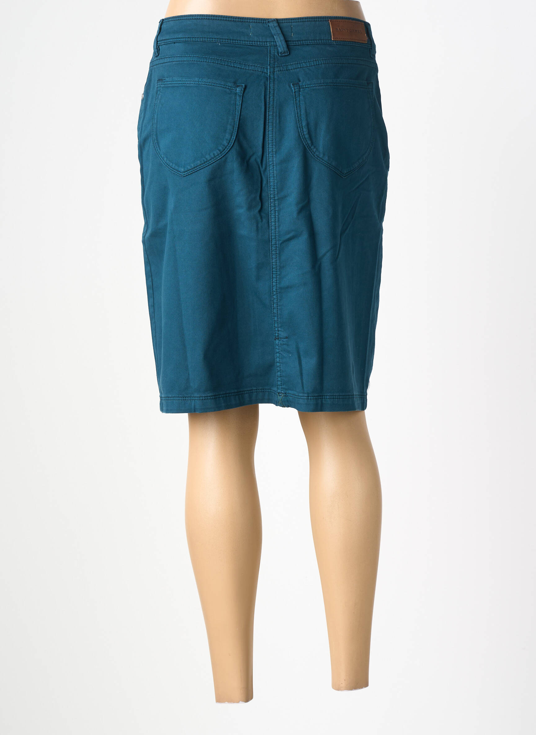 Jupe mi-longue stretch bleu SAINT JAMES femme