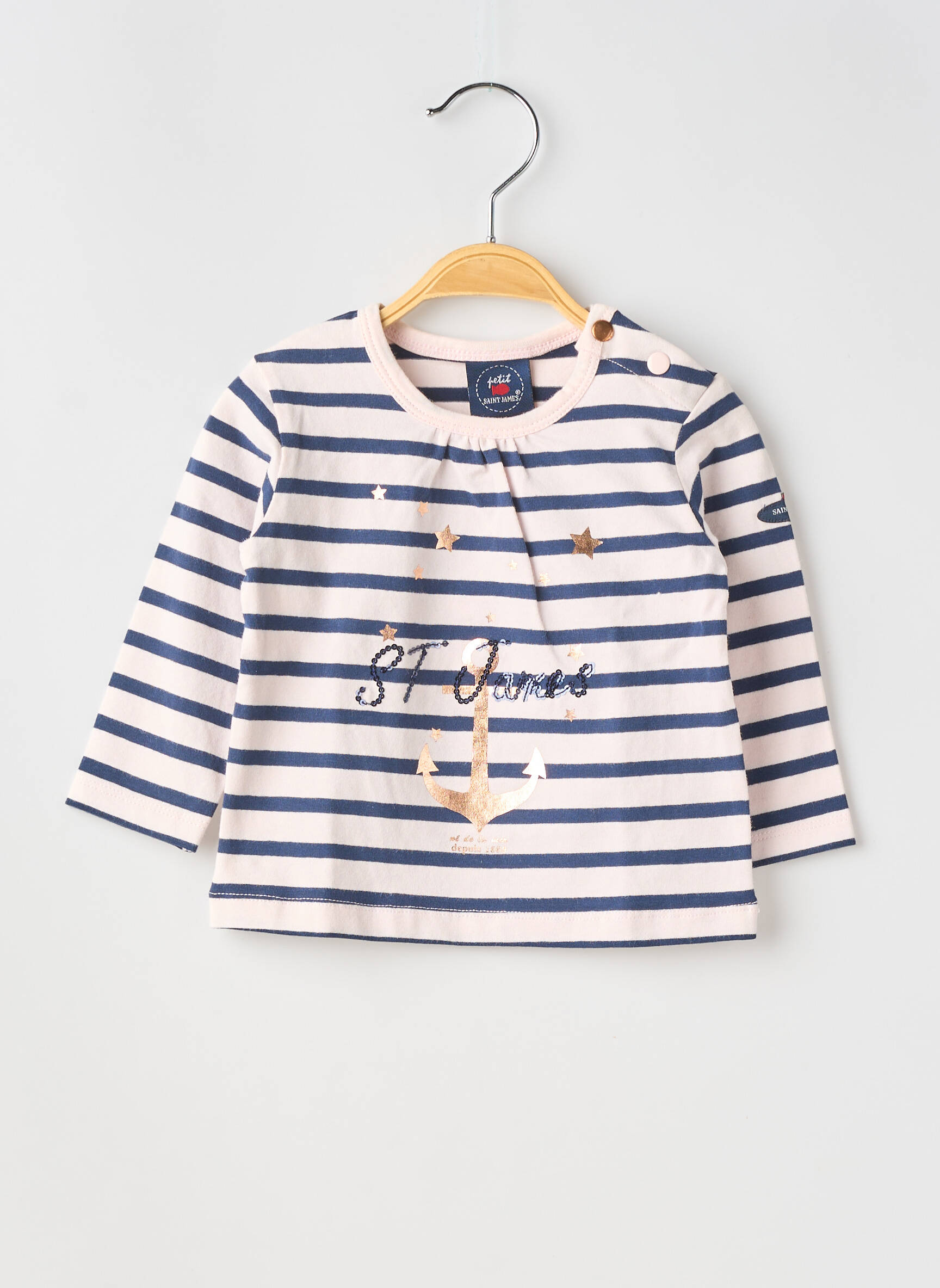 T-shirt stretch manches longues bleu SAINT JAMES fille