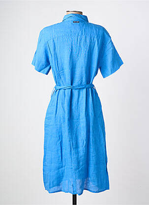 Robe mi-longue tissage crêpe manches courtes bleu SAINT JACQUES femme
