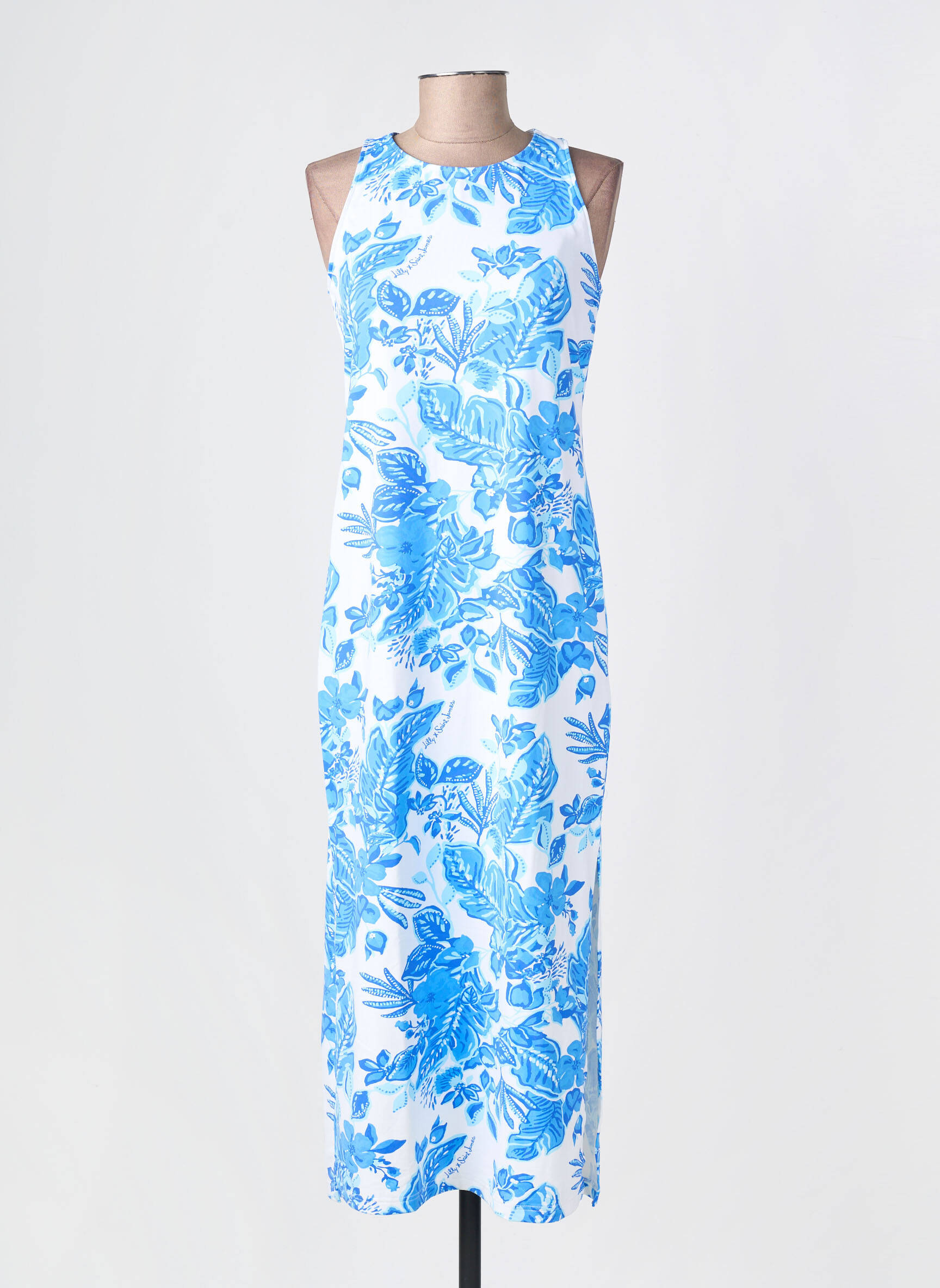 Robe longue imprimé fantaisie sans manche bleu SAINT JAMES femme