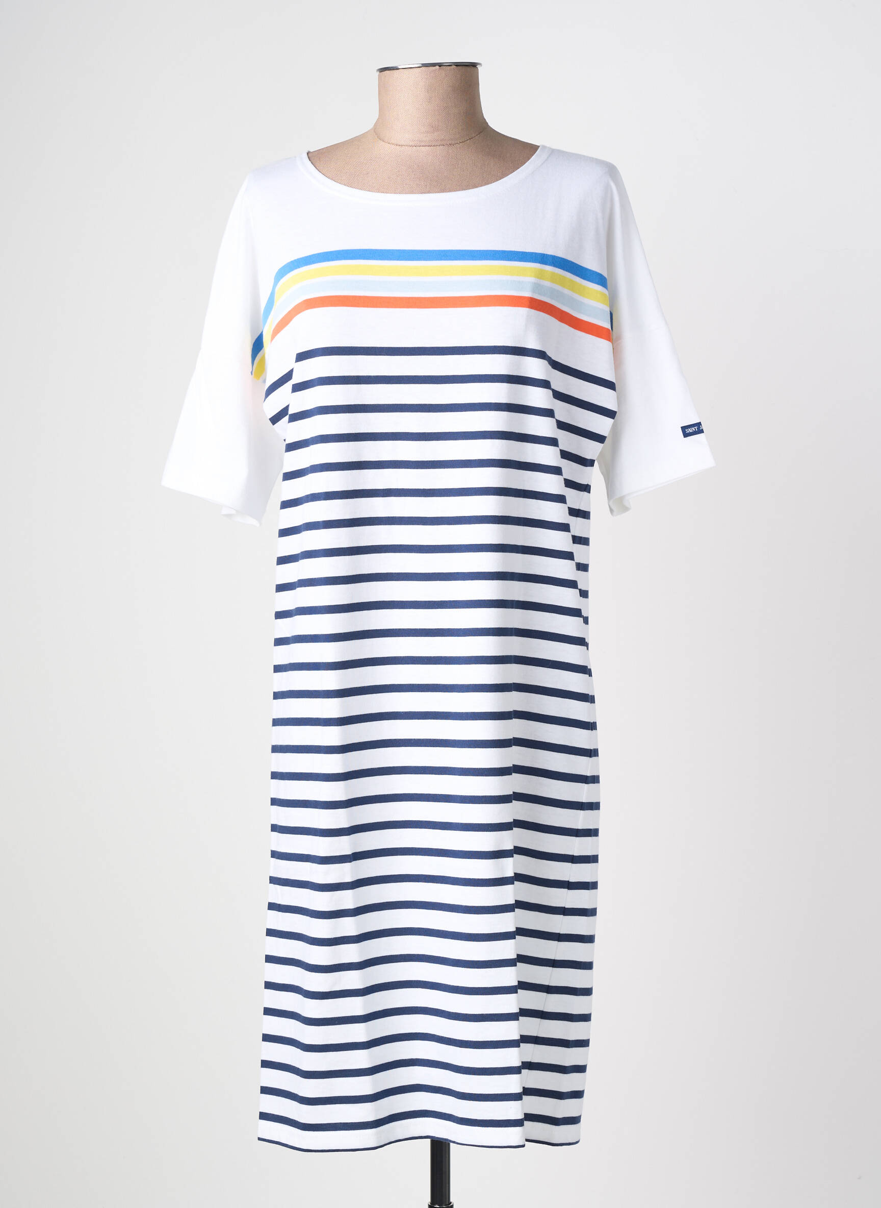 Robe mi-longue manches courtes manches courtes blanc SAINT JAMES femme