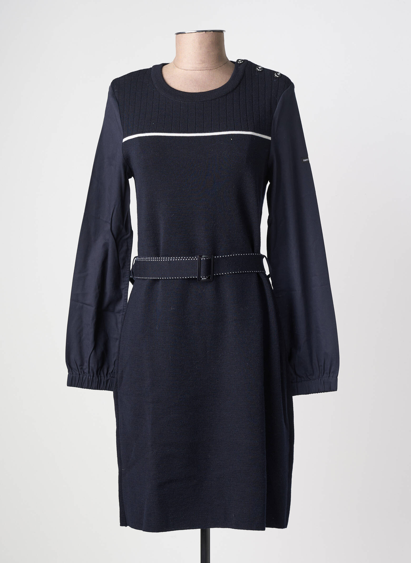 Robe mi-longue manches longues manches longues bleu SAINT JAMES femme