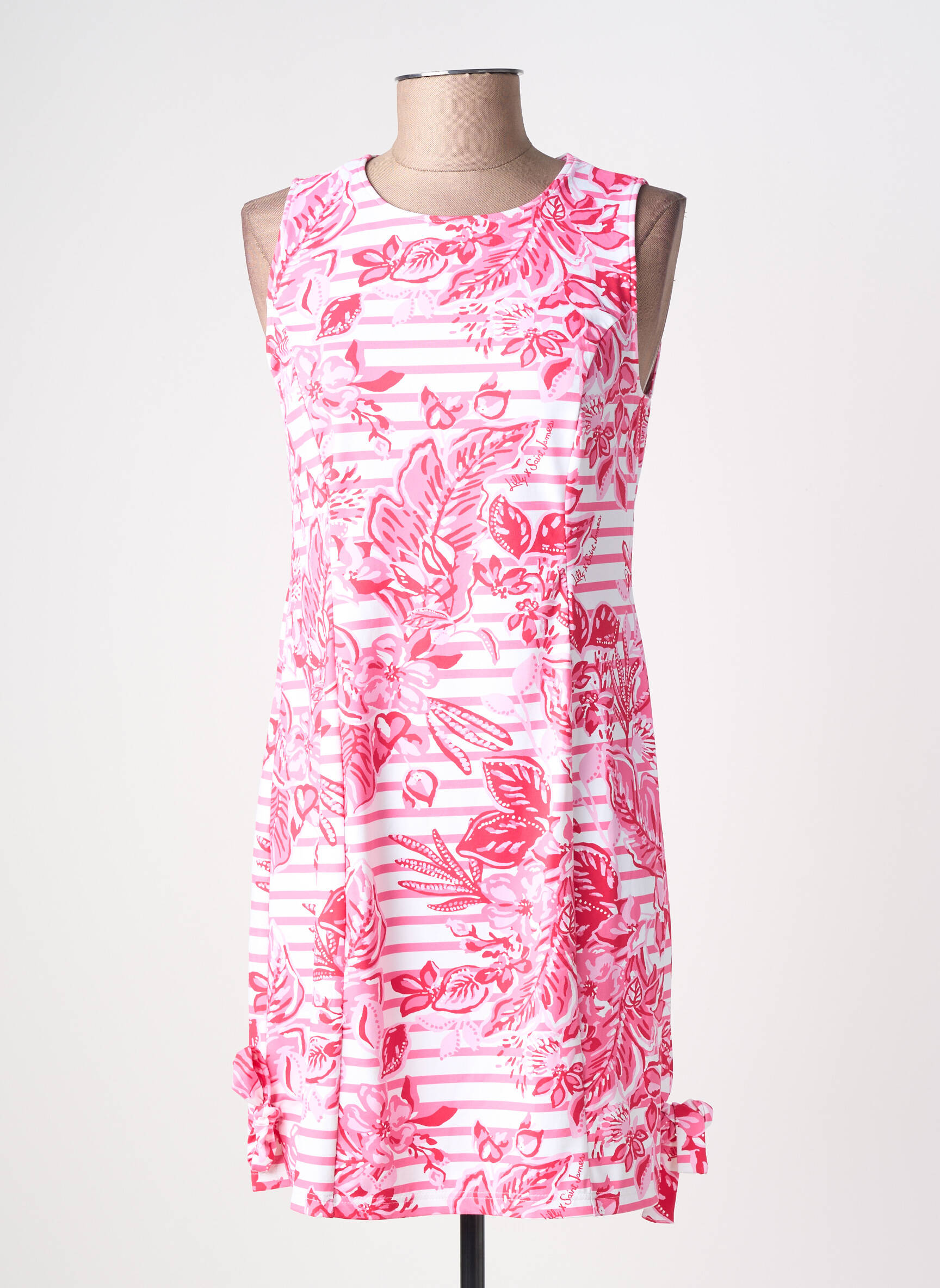 Robe courte imprimé fleurs sans manche rose SAINT JAMES femme