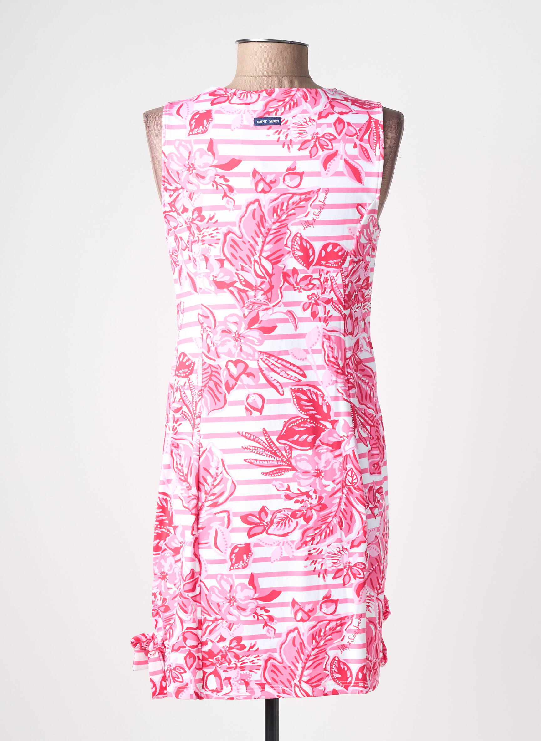 Robe courte imprimé fleurs sans manche rose SAINT JAMES femme