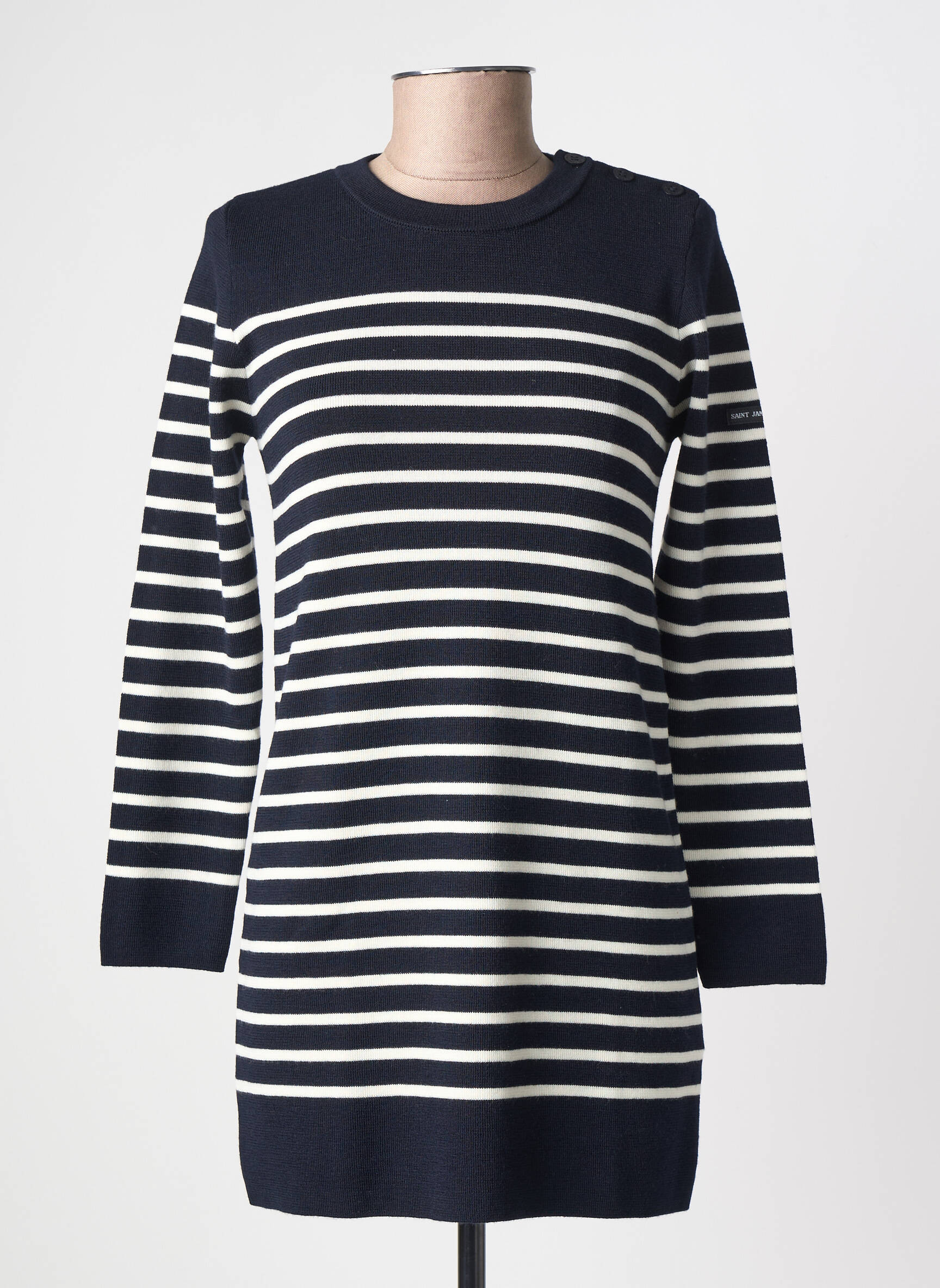 Robe pull maille fine manches longues bleu SAINT JAMES fille