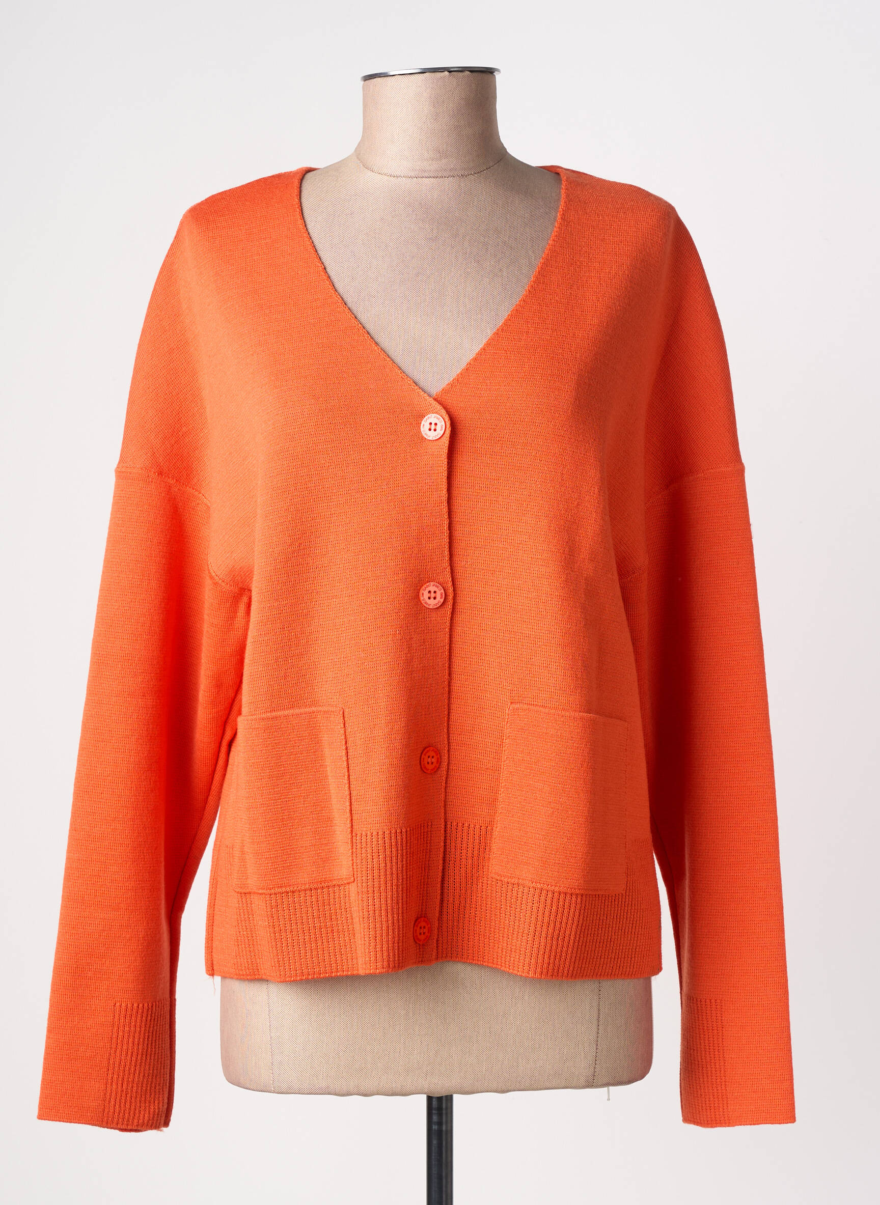 Gilet manches longues col rond orange SAINT JAMES femme