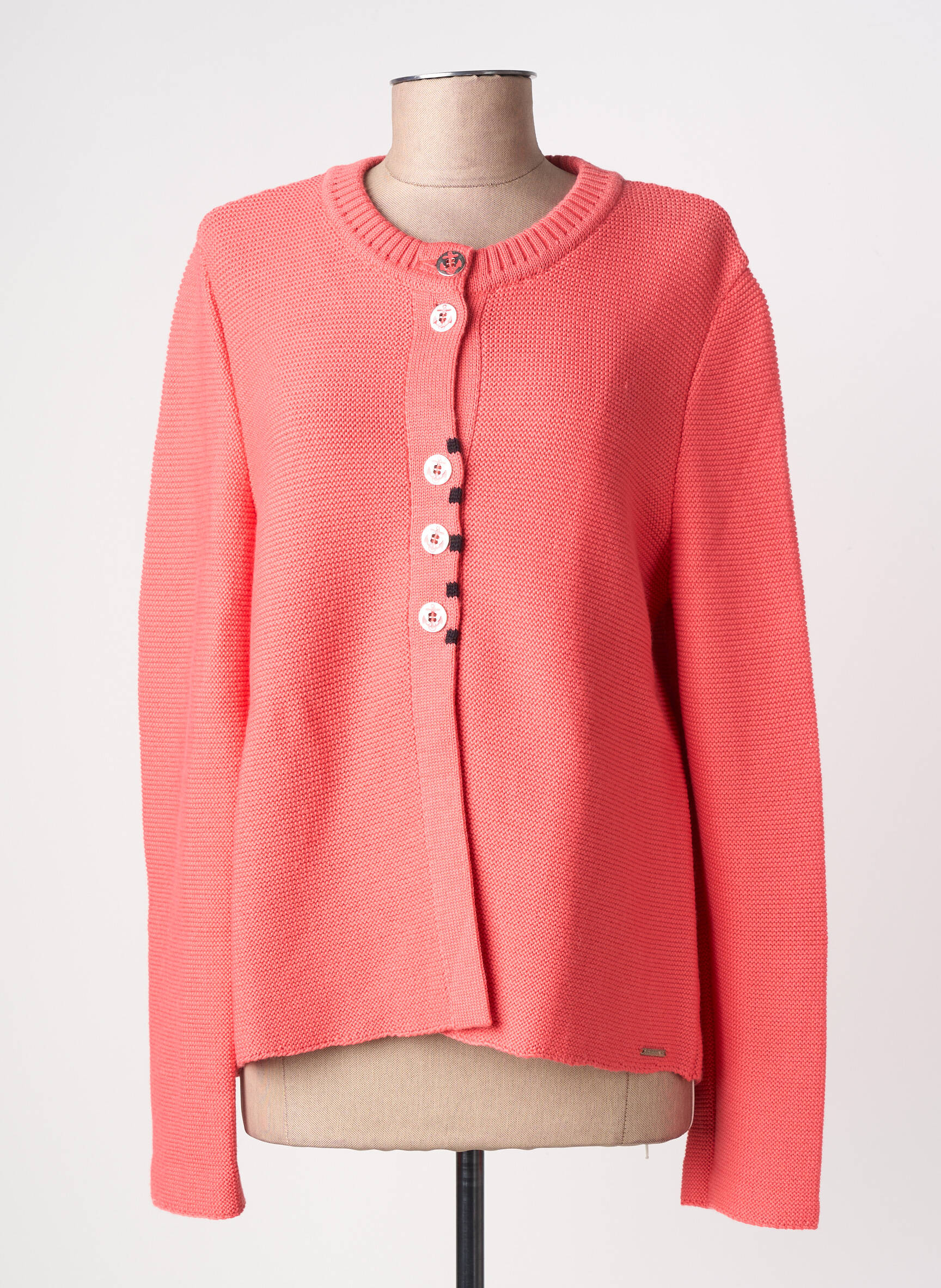 Gilet manches longues col rond rose SAINT JAMES femme