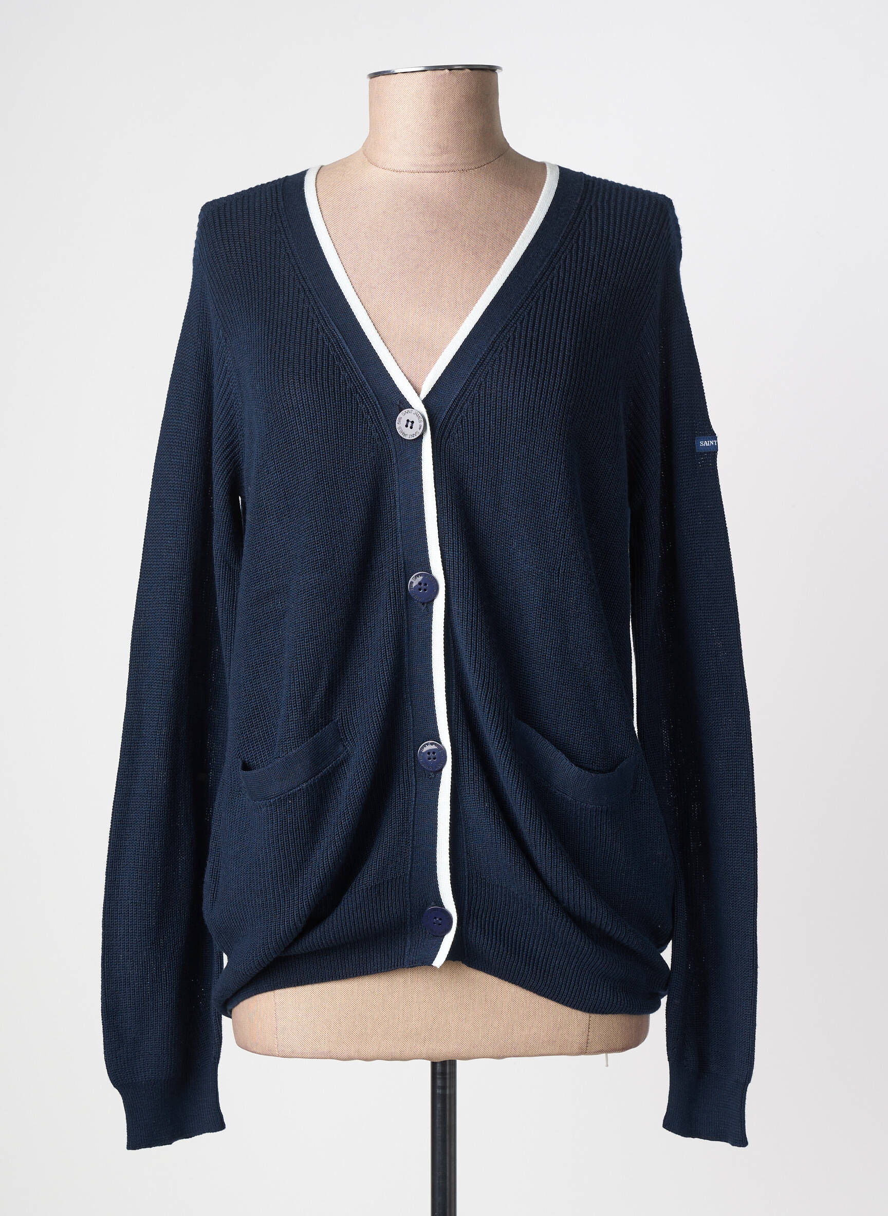 Gilet manches longues resserrée sur le bas bleu SAINT JAMES femme