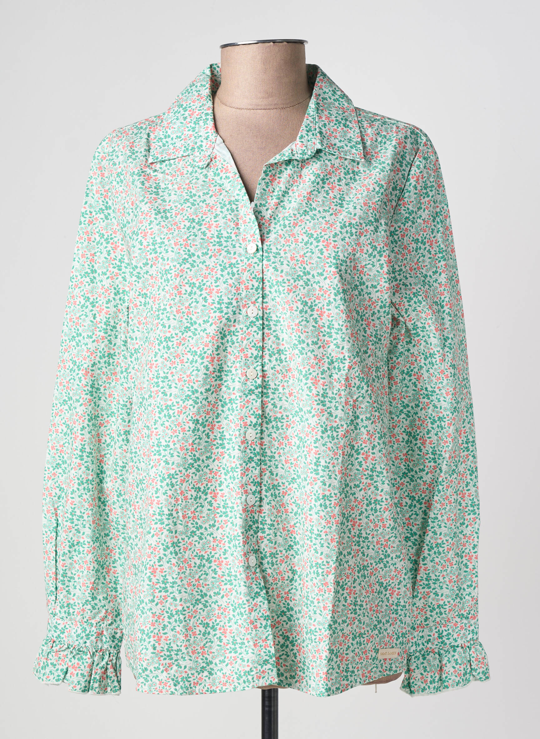 Chemisier imprimé fleurs manches longues vert SAINT JAMES femme