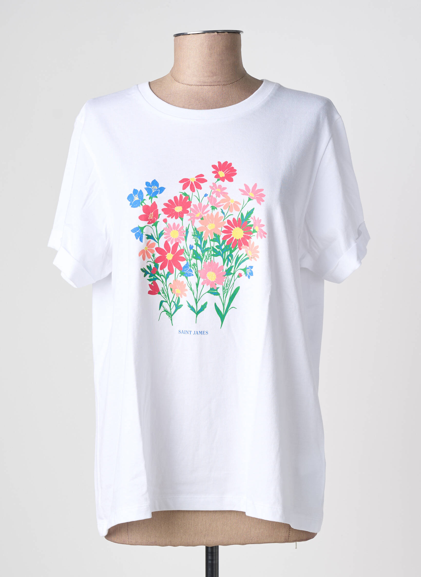 T-shirt sérigraphie manches courtes blanc SAINT JAMES femme