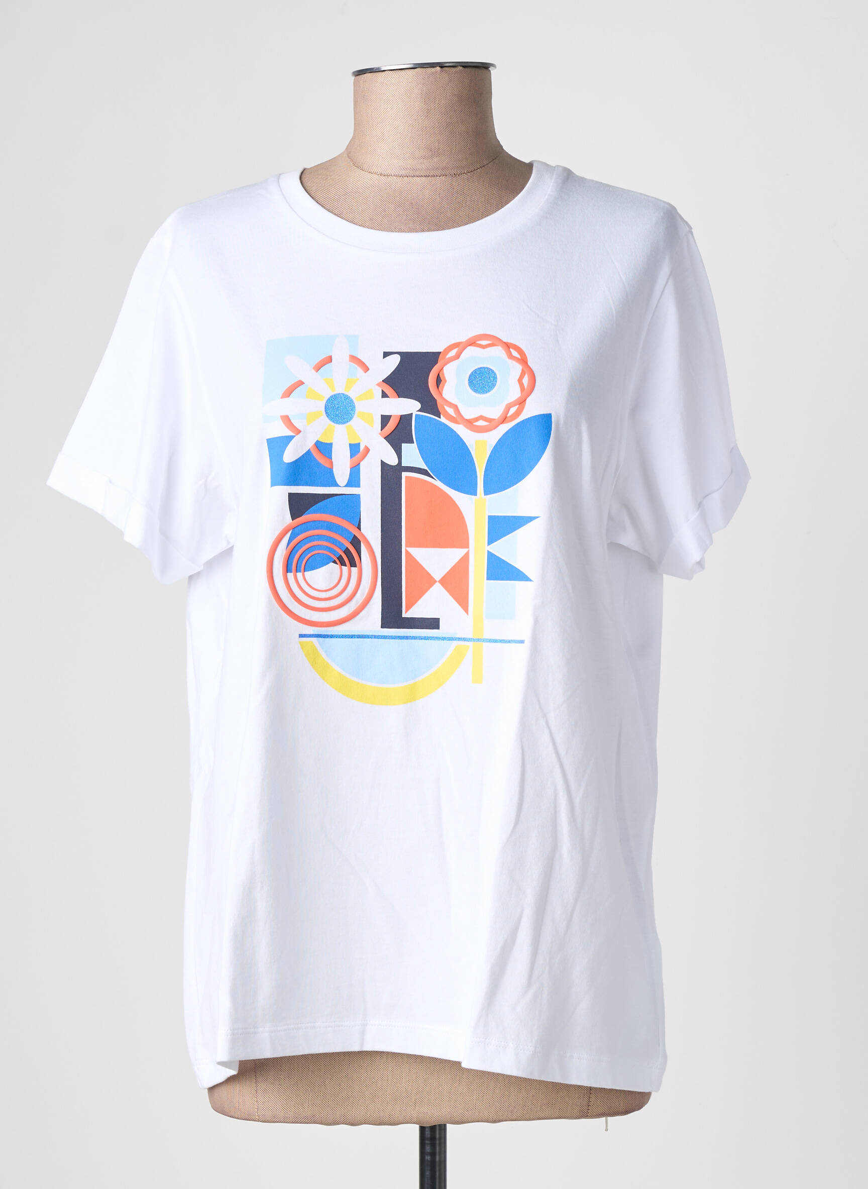 T-shirt sérigraphie floquée manches courtes blanc SAINT JAMES femme