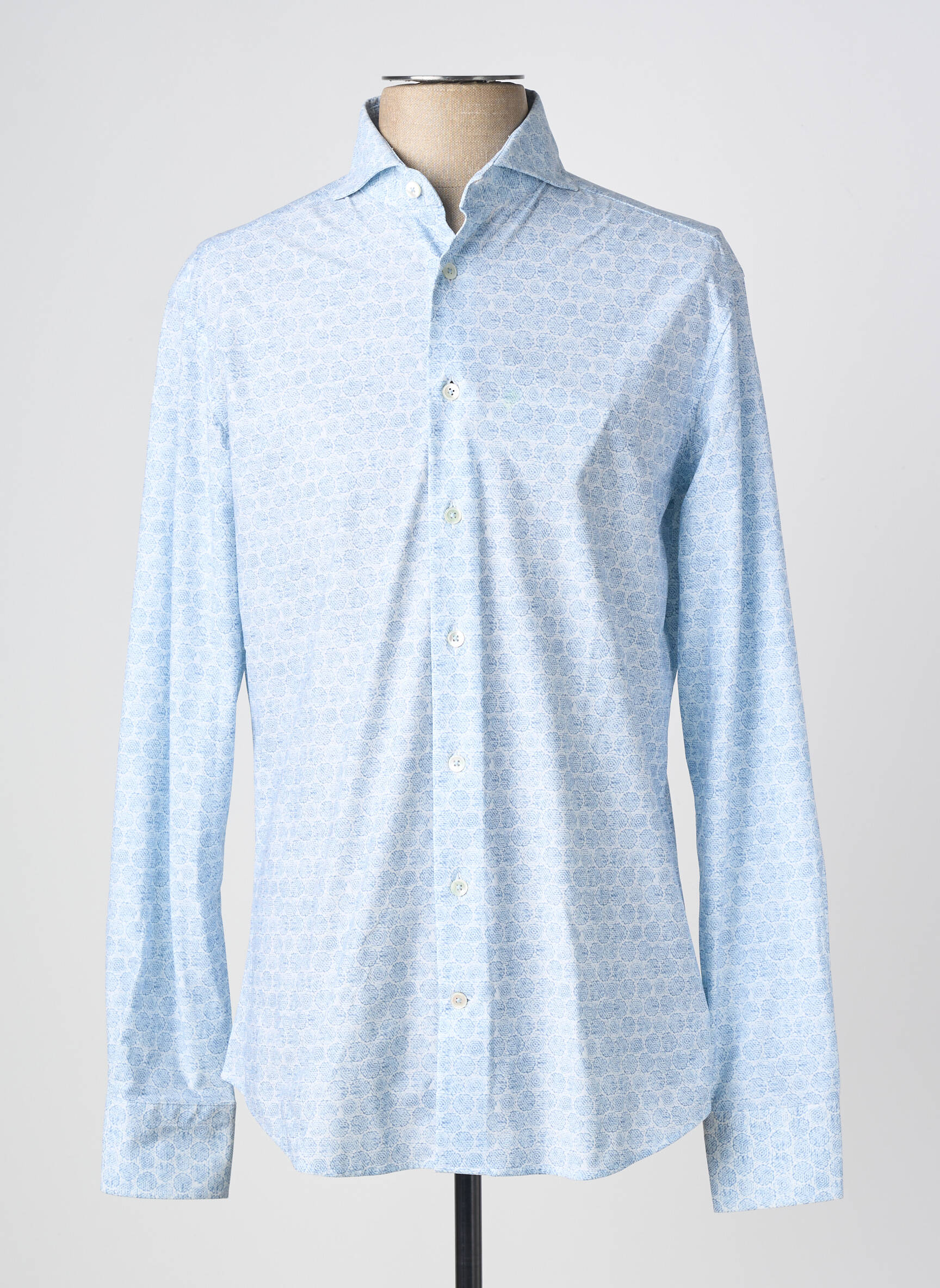 Chemise manches longues imprimé fantaisie bleu TRAIANO homme