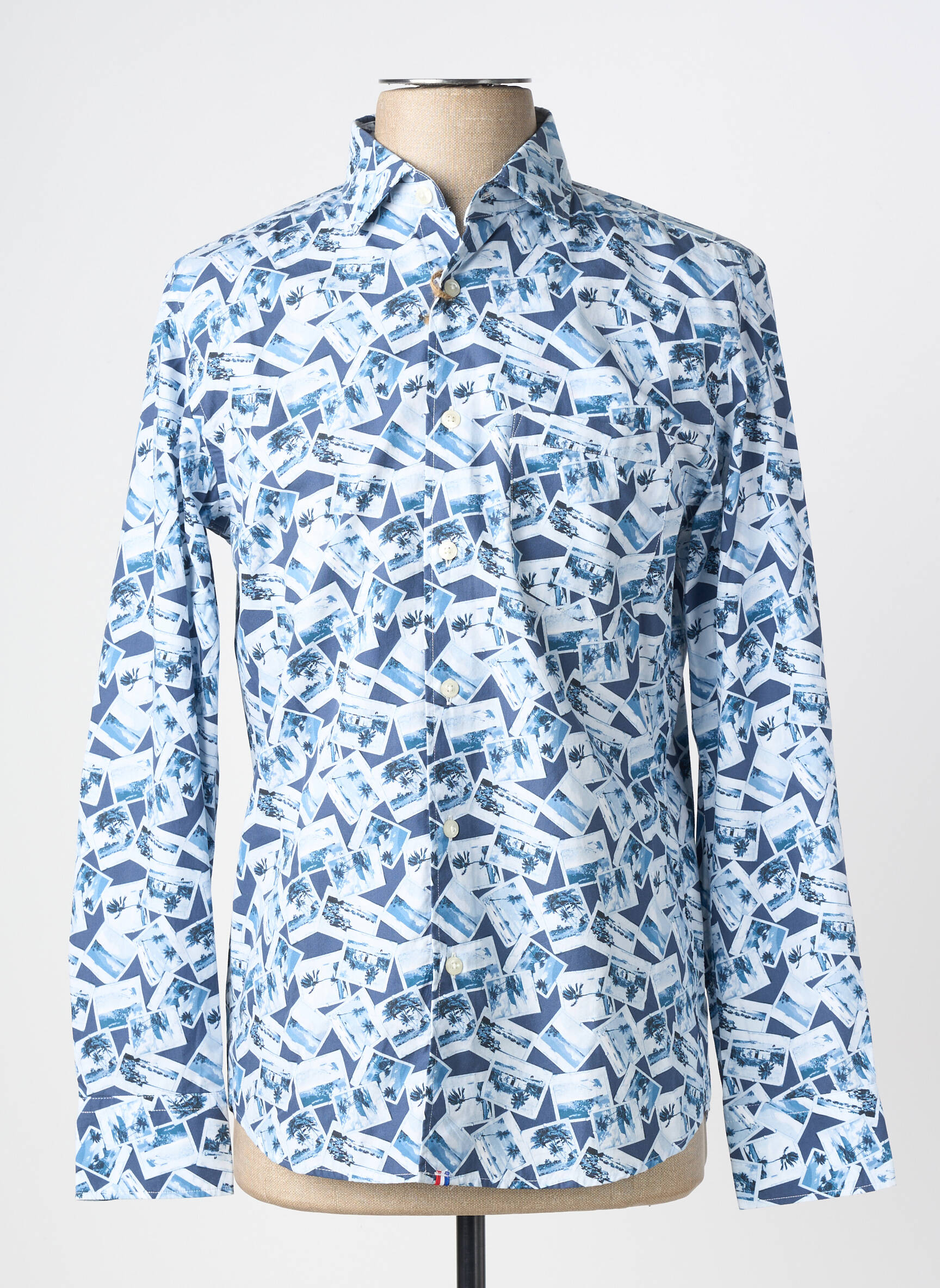 Chemise manches longues coupe cintrée bleu SOOBAYA homme