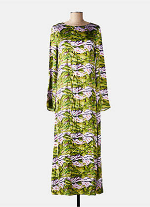 Robe longue tissage popeline manches longues vert FRNCH femme