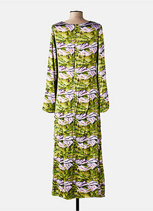 Robe longue tissage popeline manches longues vert FRNCH femme