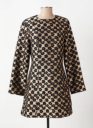 Robe courte fermeture zippée au dos manches longues marron FRNCH femme