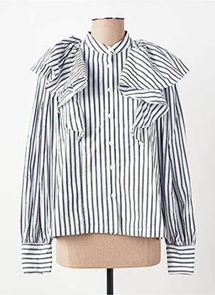 Chemisier col mao manches longues bleu FRNCH femme