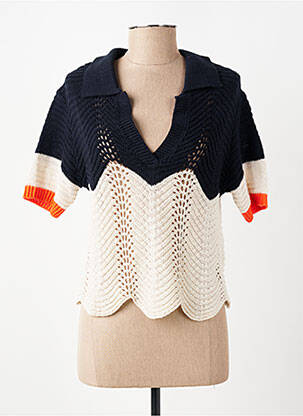 Pull col v manches courtes bleu TINSELS femme