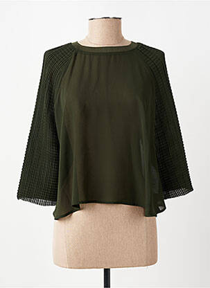 Top tissage crêpe manches 3/4 vert SKFK femme