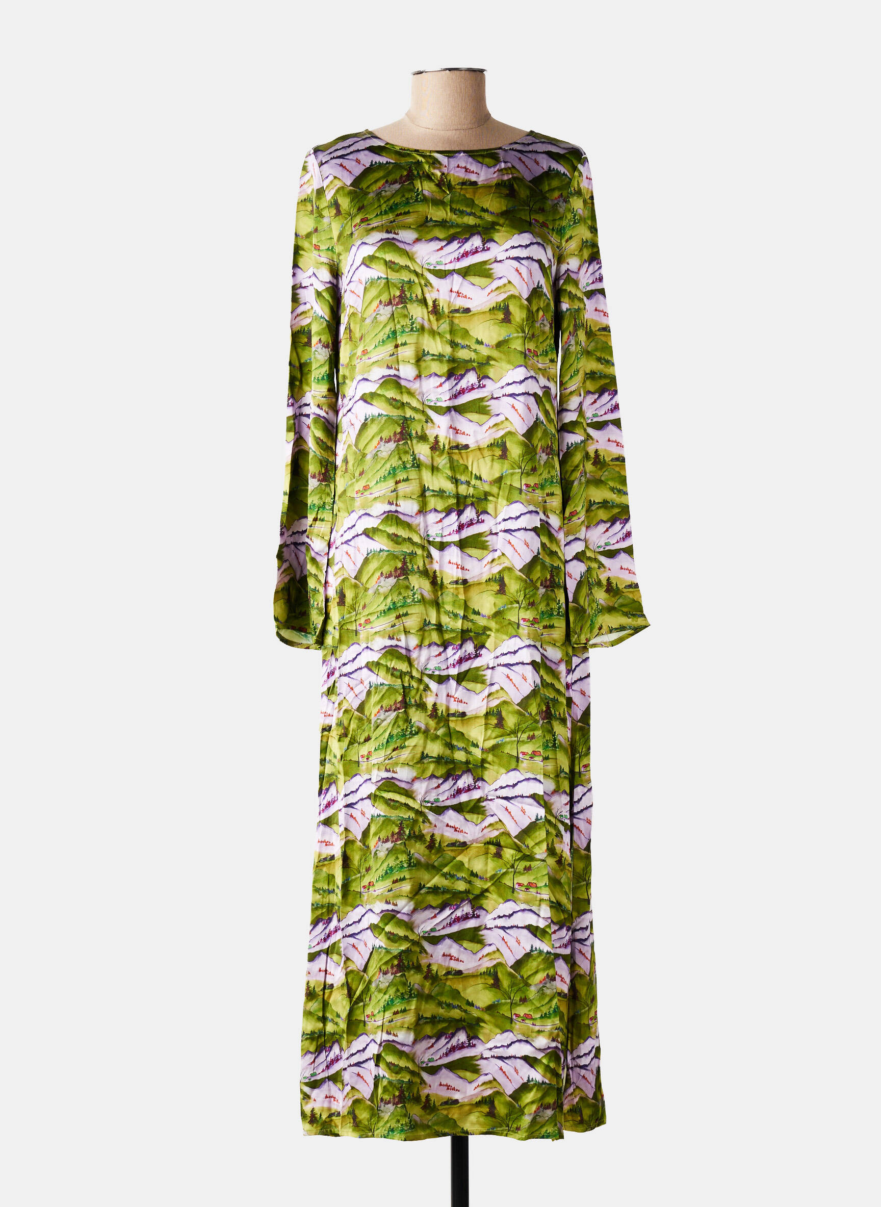 Robe longue manches longues manches longues vert FRNCH femme