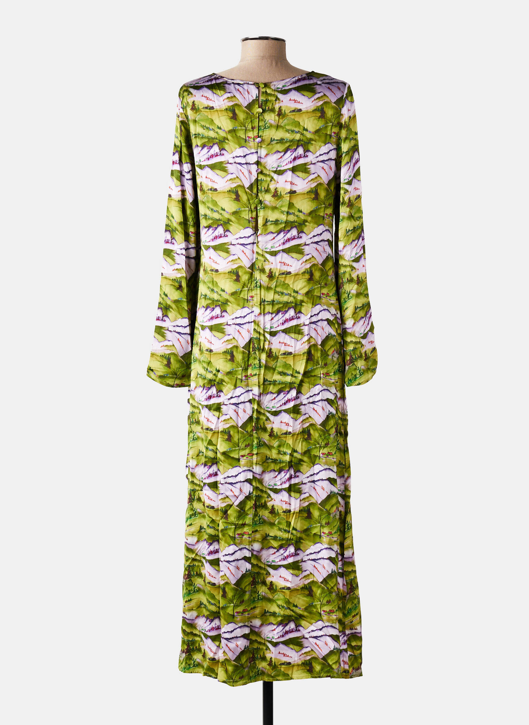 Robe longue manches longues manches longues vert FRNCH femme