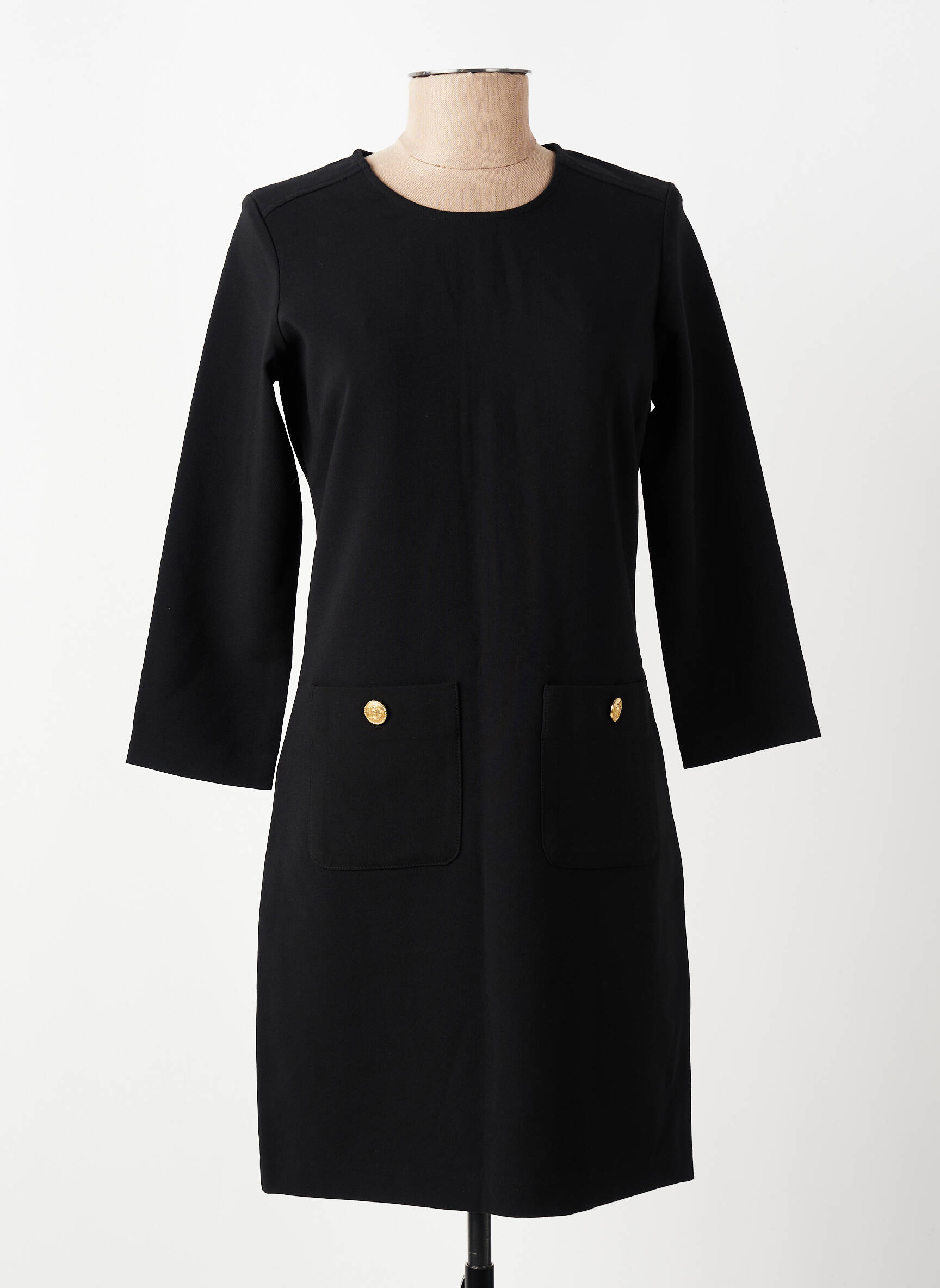 Robe courte fermeture zippée au dos manches longues noir MKT STUDIO femme