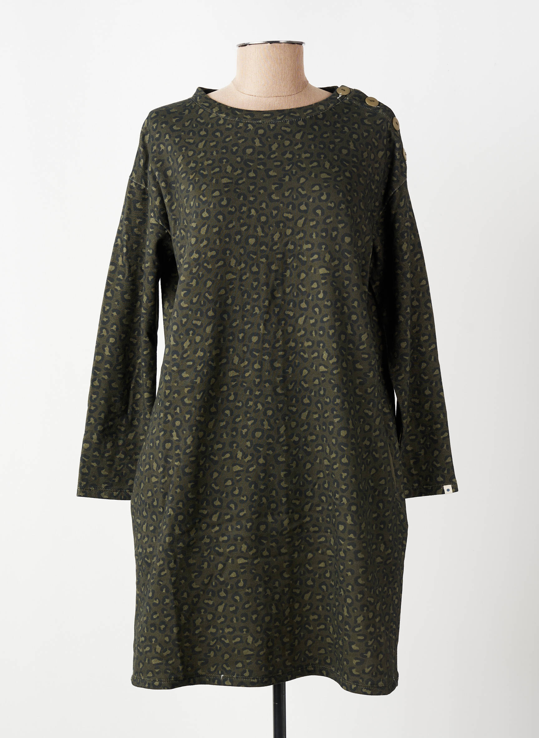 Robe courte manches longues manches longues vert AP femme