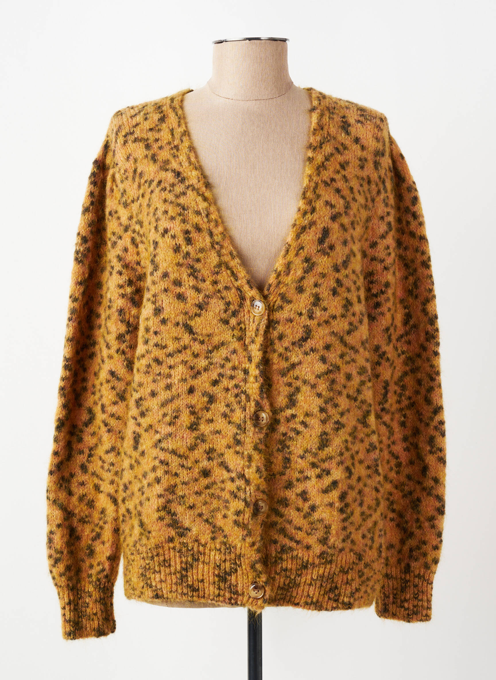 Gilet manches longues resserrée sur le bas marron LEON & HARPER femme