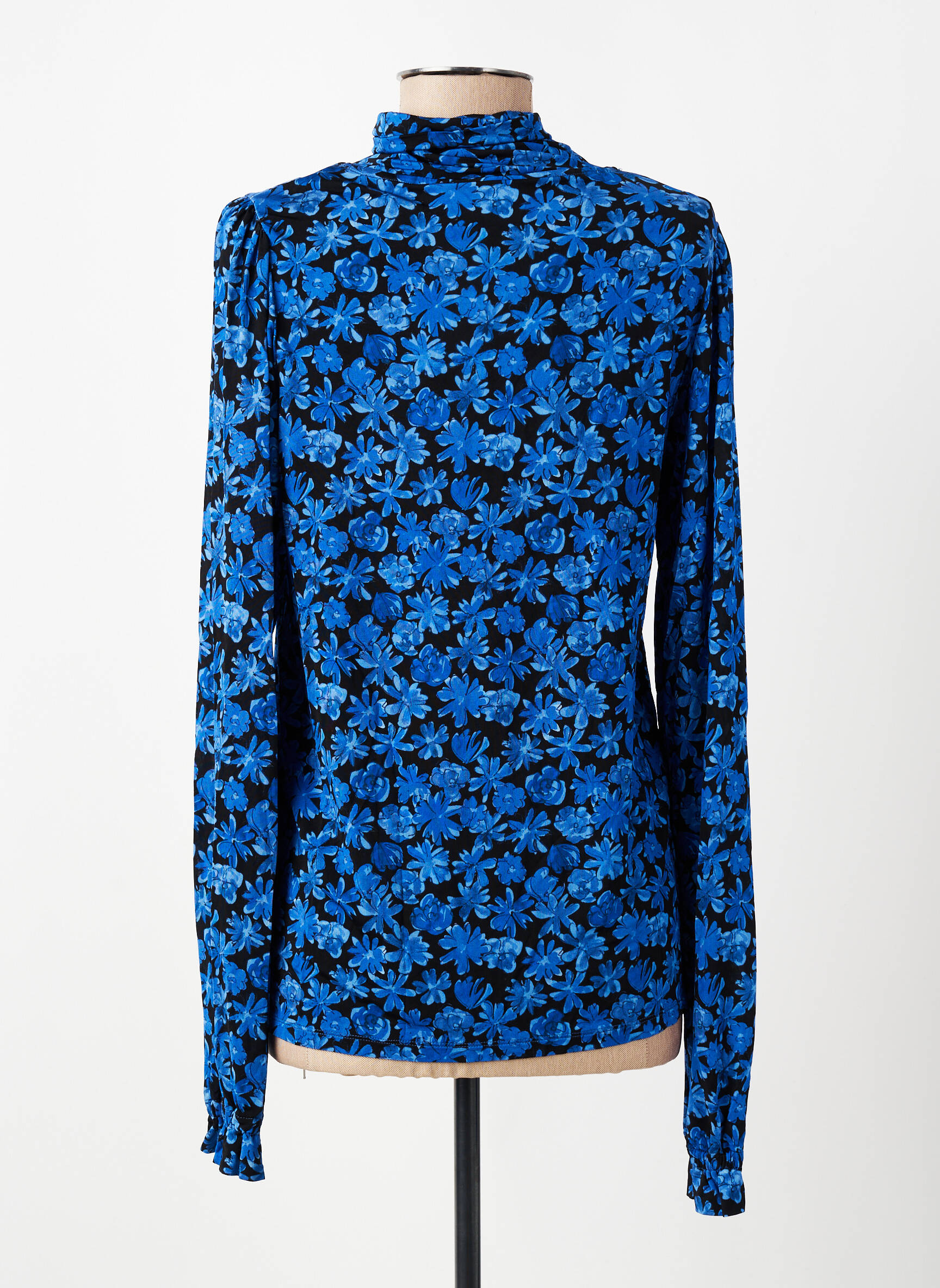 Pull col roulé coupe ajustée manches longues bleu FABIENNE CHAPOT femme