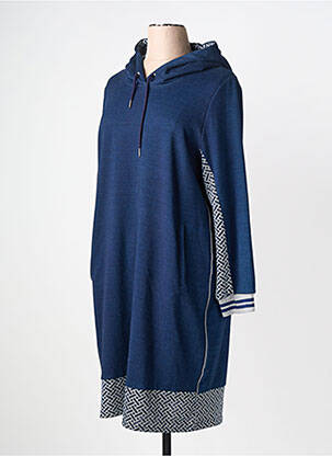 Robe mi-longue manches longues manches longues bleu FRED SABATIER femme