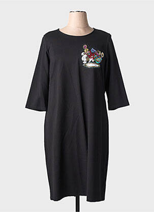 Robe mi-longue manches 3/4 manches 3/4 noir YOEK femme