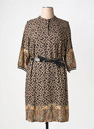 Robe mi-longue manches 3/4 manches 3/4 marron FRED SABATIER femme