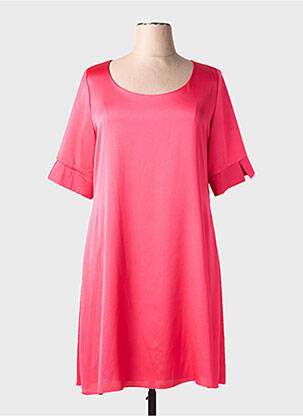 Robe mi-longue coupe fluide manches courtes rose SPG WOMAN femme
