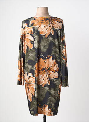 Robe mi-longue imprimé fleurs manches longues vert YOEK femme