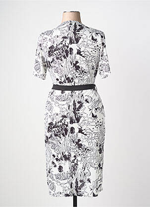 Robe mi-longue imprimé fantaisie manches courtes noir MALOKA femme
