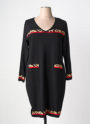 Robe pull col v manches longues noir TWISTER femme