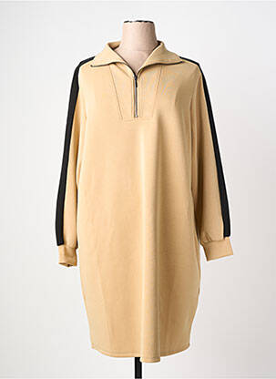 Robe mi-longue manches longues manches longues beige YESTA femme