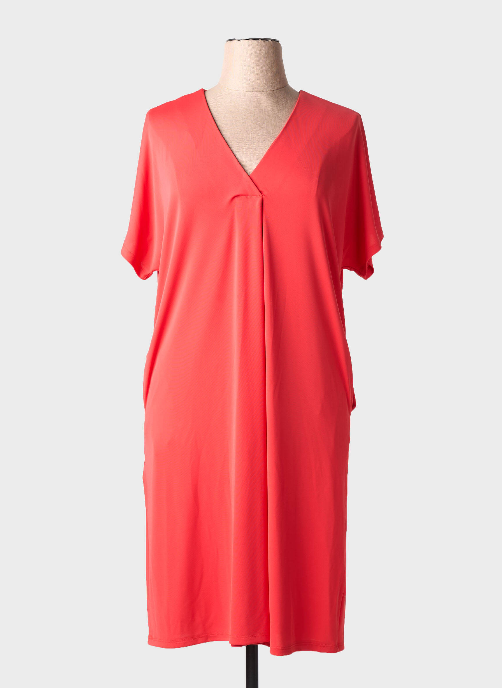 Robe mi-longue coupe fluide manches courtes orange LUISA VIOLA femme