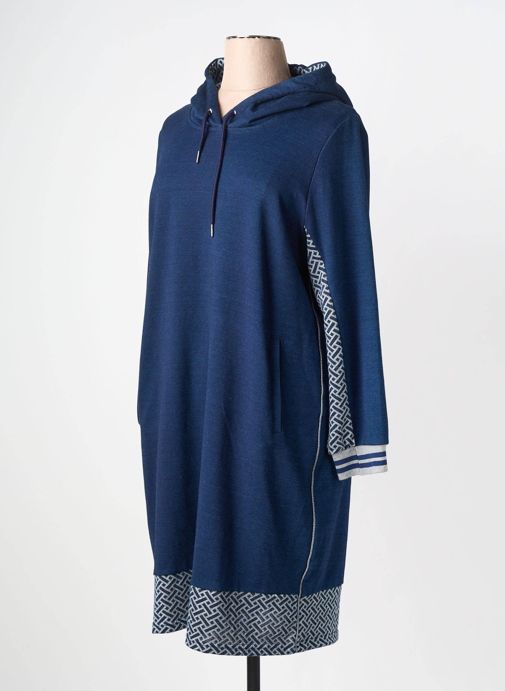 Robe mi-longue manches longues manches longues bleu FRED SABATIER femme