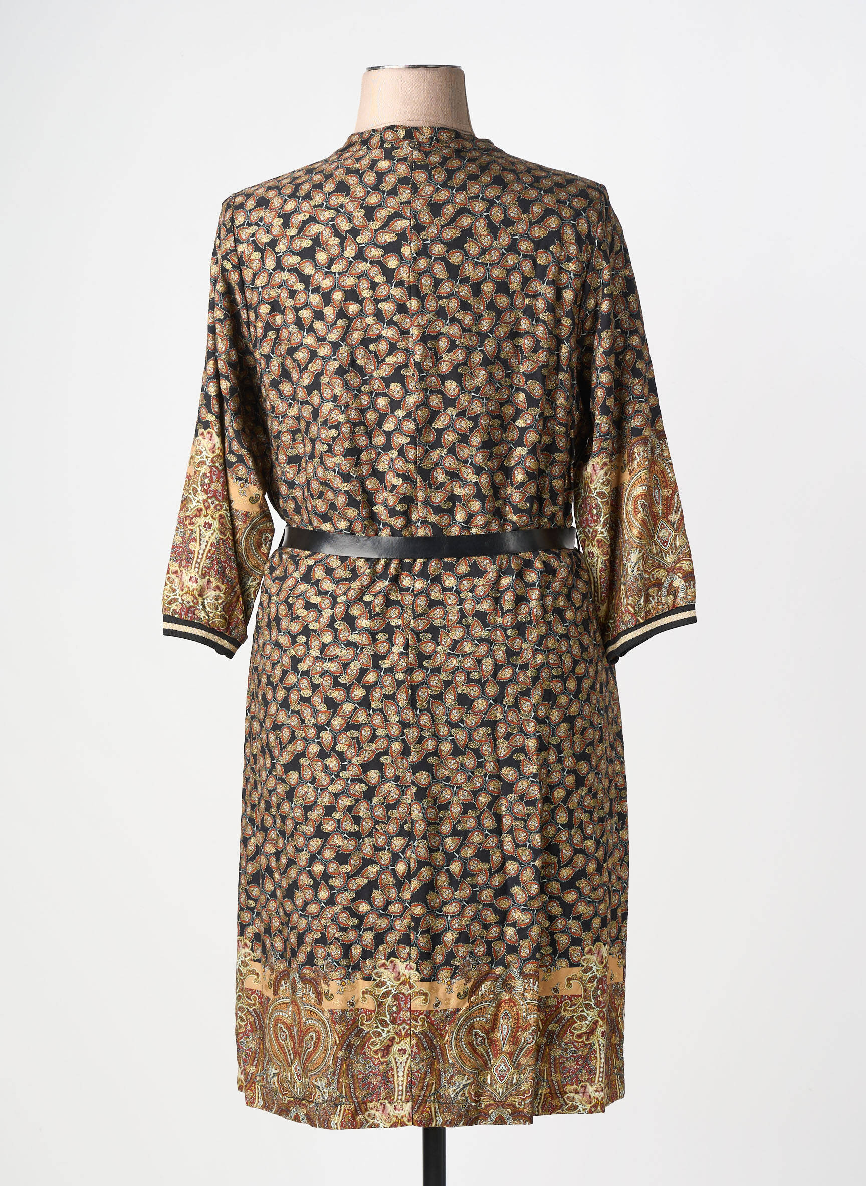 Robe mi-longue manches 3/4 manches 3/4 marron FRED SABATIER femme