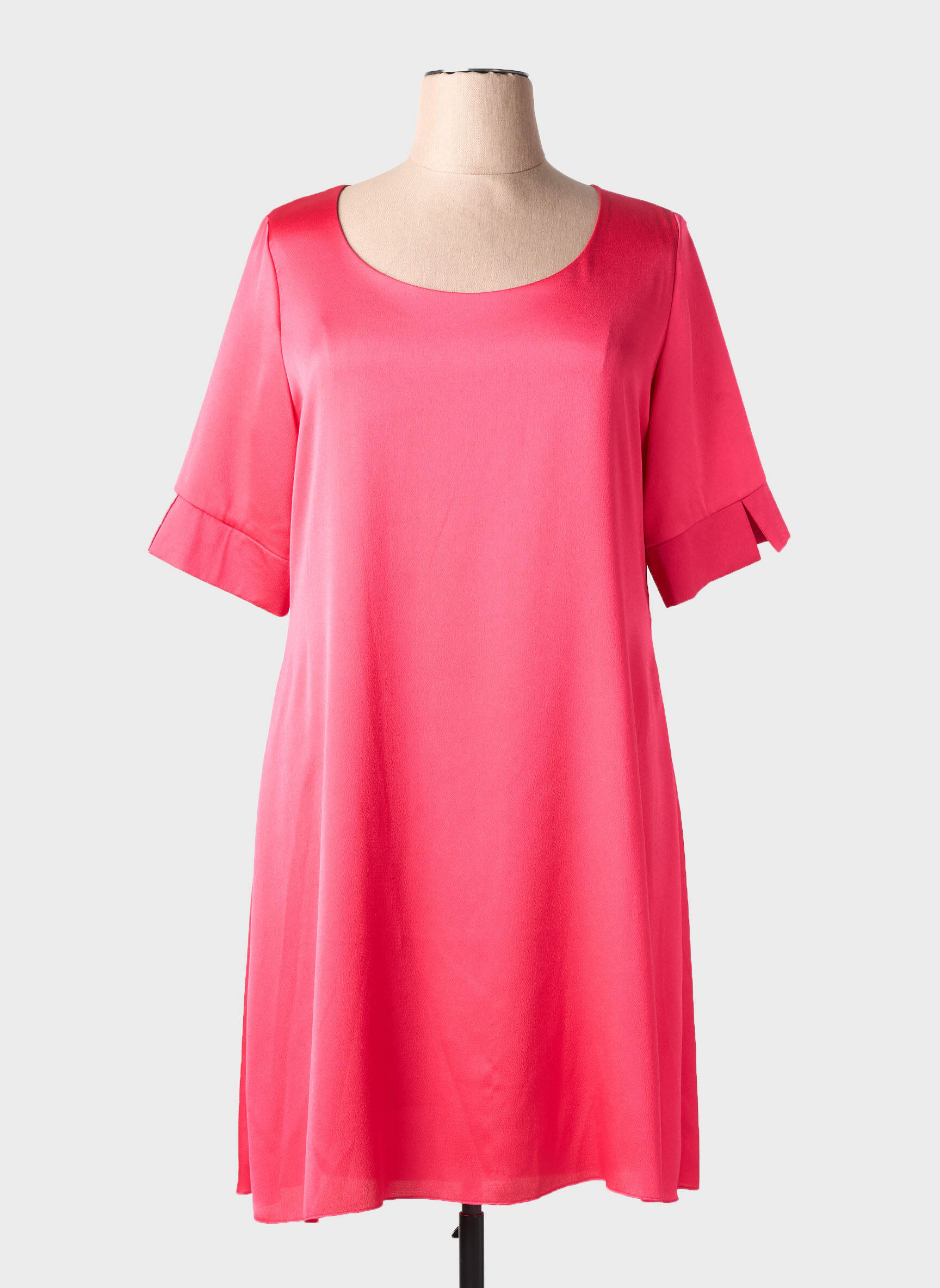 Robe mi-longue coupe fluide manches courtes rose SPG WOMAN femme