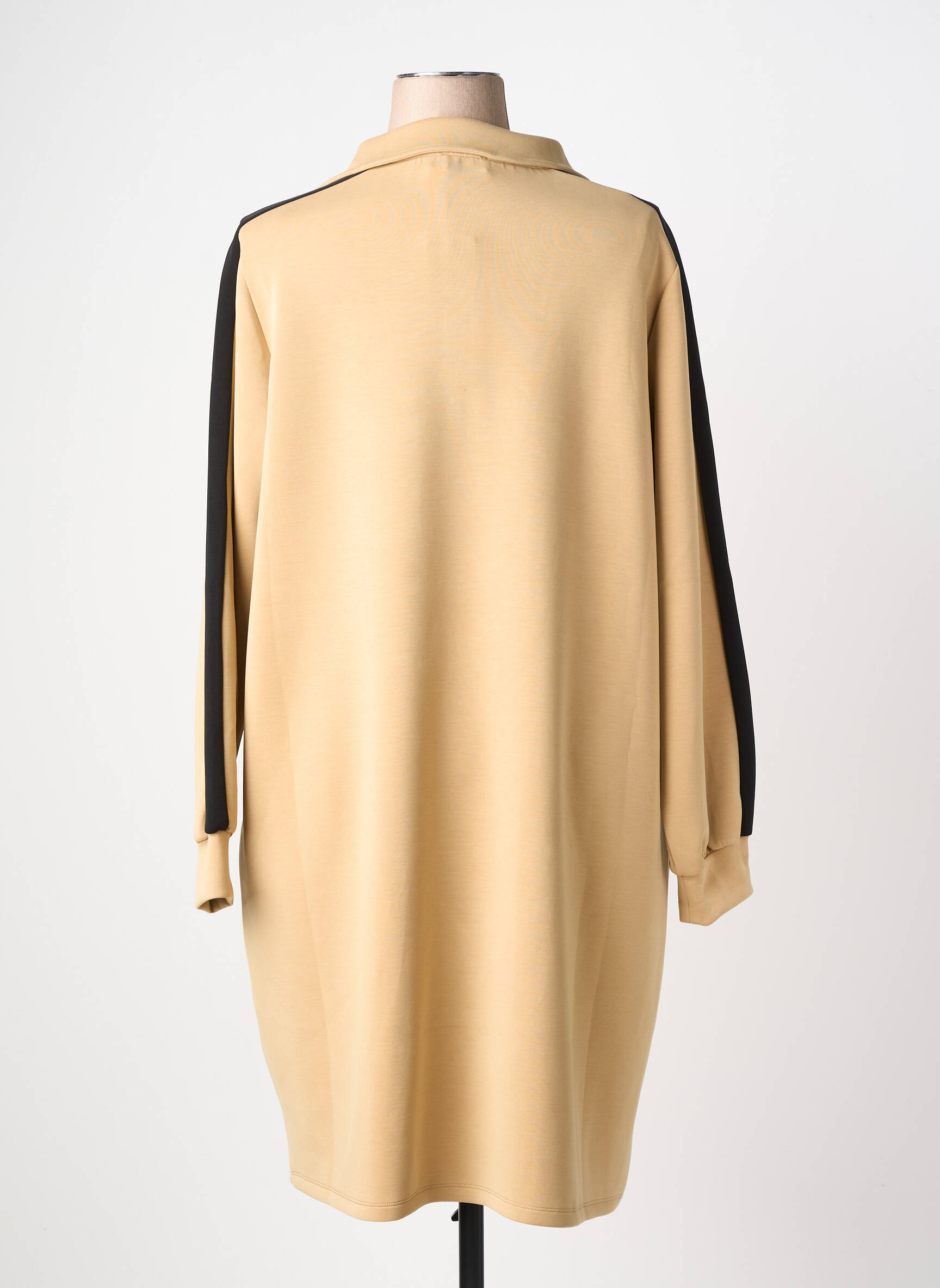 Robe mi-longue manches longues manches longues beige YESTA femme