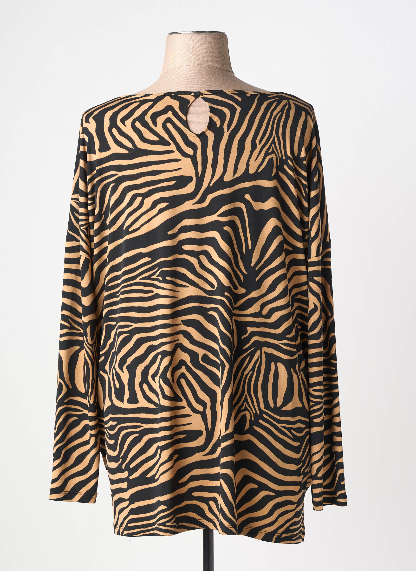 Tunique manches longues imprimé fantaisie marron YOEK femme